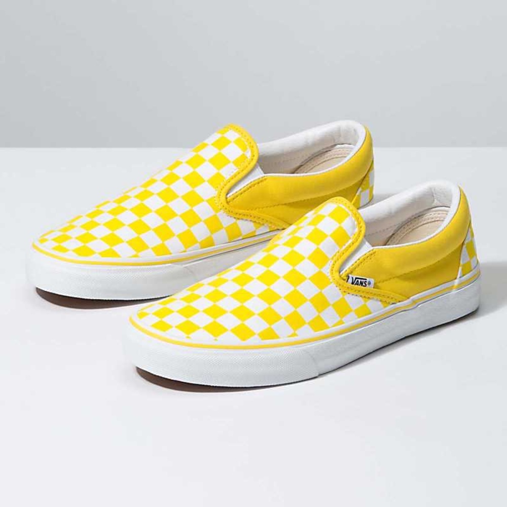Vans Yellow and White Checkered Sneakers